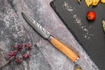Coffret 3 couteaux Wusaki Damas 10Cr olivier Santoku + Universel + Office