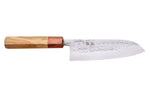 Couteau santoku 16,5cm japonais artisanal Yuzo SLD olivier et cognassier