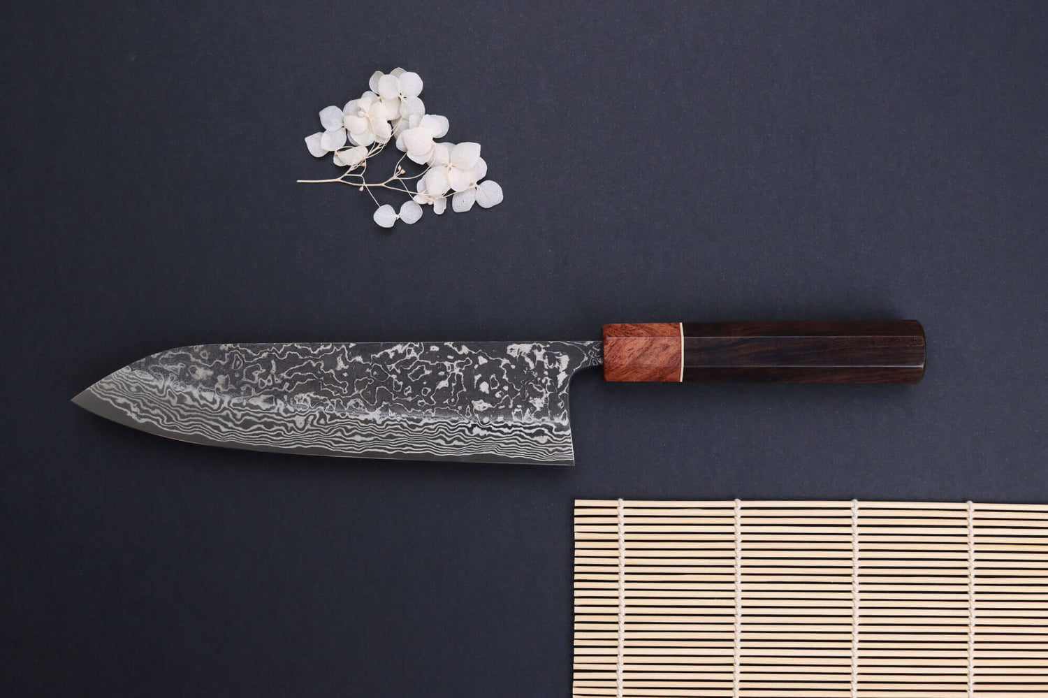 Couteau gyuto 21cm japonais artisanal Masashi Yamamoto SLD Kuro damas