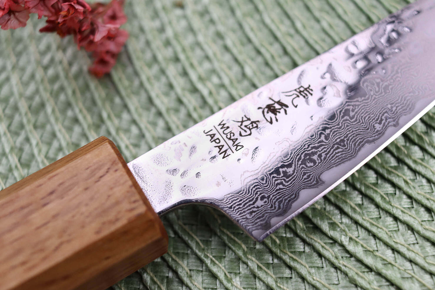 Couteau d'office japonais artisanal Wusaki Yaketa AUS10 damas 8cm