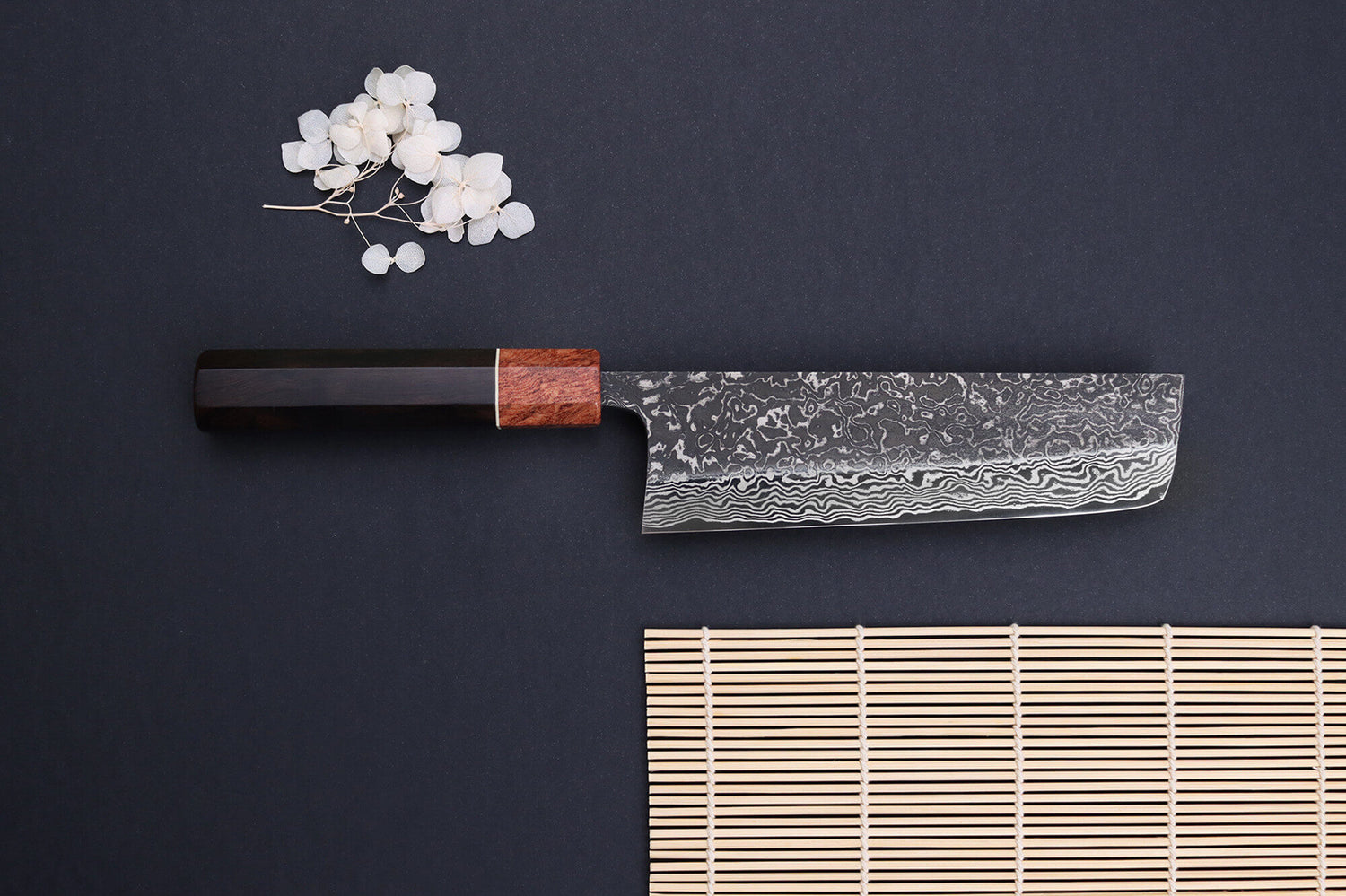 Couteau nakiri 16,5cm japonais artisanal Masashi Yamamoto SLD Kuro damas