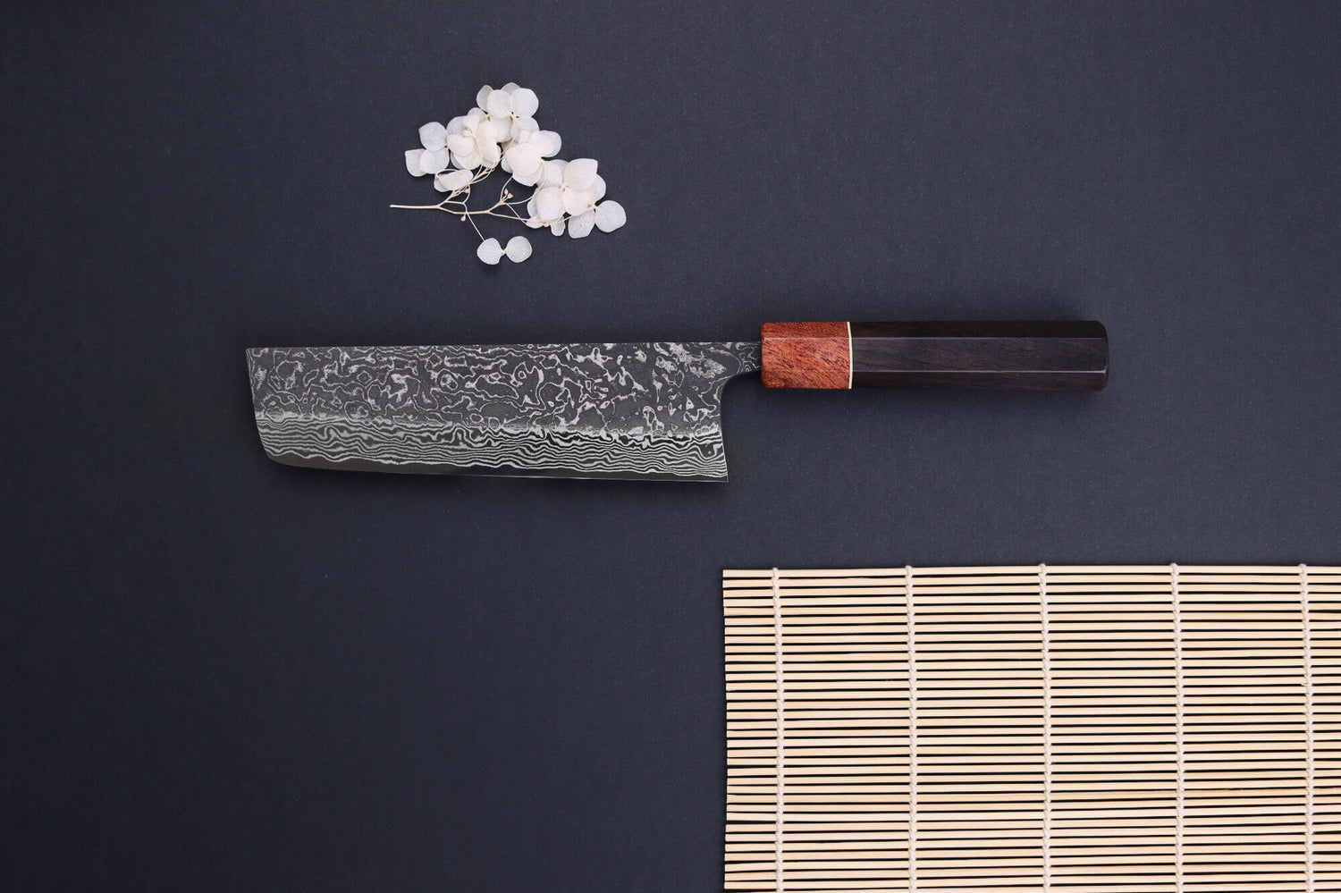 Couteau nakiri 16,5cm japonais artisanal Masashi Yamamoto SLD Kuro damas