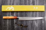 Couteau sujihiki 27cm japonais artisanal Yuzo SLD olivier et cognassier