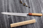 Couteau sujihiki 27cm japonais artisanal Yuzo SLD olivier et cognassier