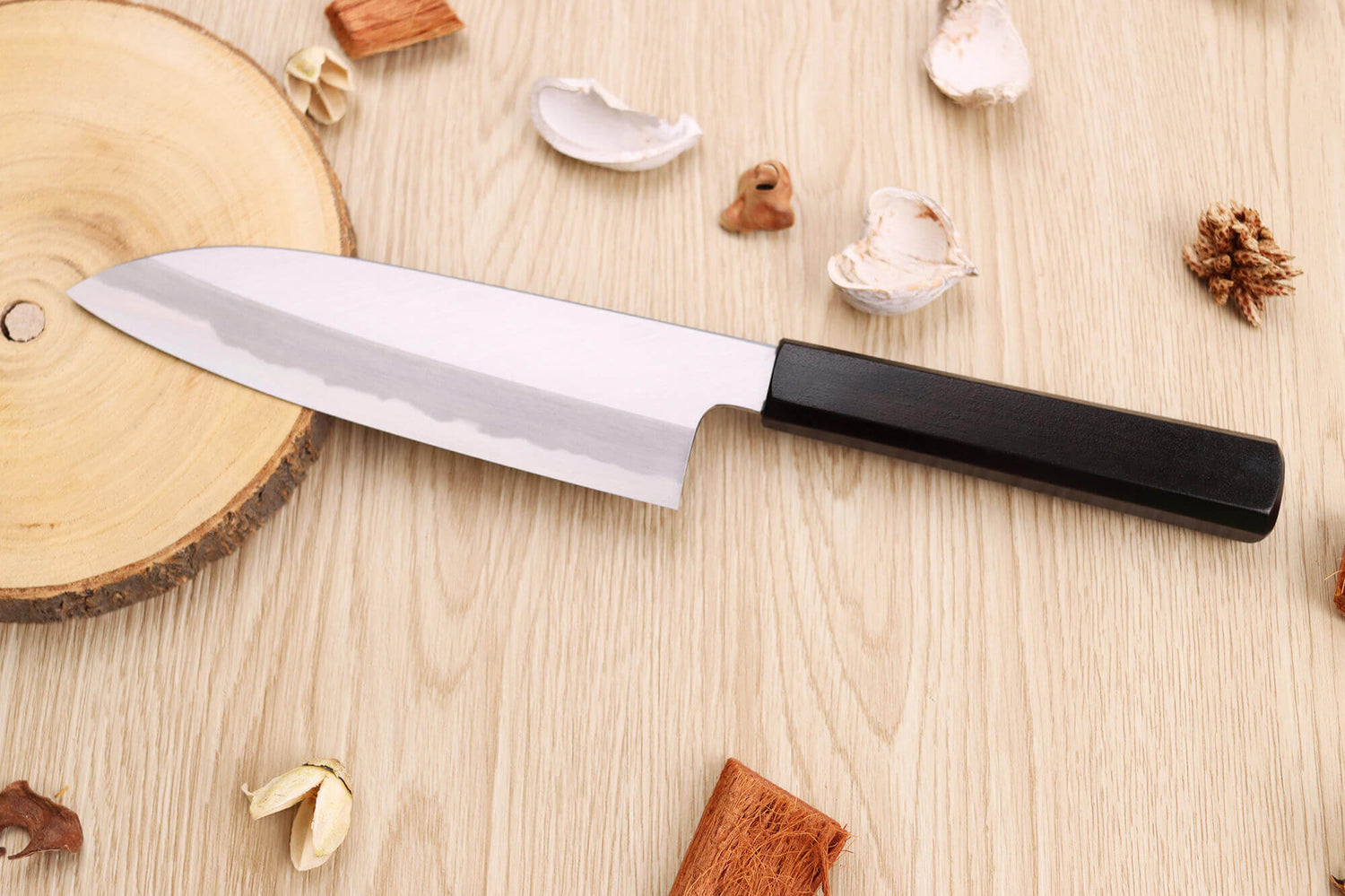 Couteau santoku japonais artisanal Kagekiyo Suri Urushi 18cm