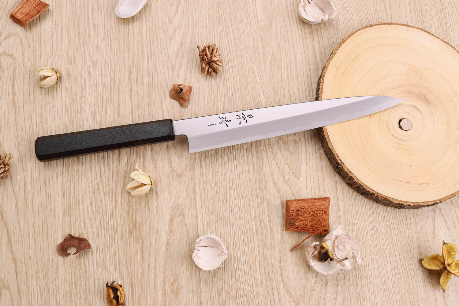 Couteau sujihiki japonais artisanal Kagekiyo Suri Urushi 21cm