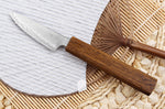 Couteau d'office japonais artisanal Wusaki Unagi AUS10 damas 8cm manche chêne