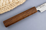 Couteau d'office japonais artisanal Wusaki Unagi AUS10 damas 8cm manche chêne