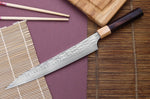 Couteau sujihiki kiritsuke japonais artisanal martelé Yu Kurosaki senko 24cm acier SG2