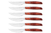 Coffret de 6 couteaux à steak/pizza Arcos lame dentelée 11cm manche en bois de peuplier rouge