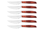 Coffret de 6 couteaux à steak/pizza Arcos lame dentelée 11cm manche en bois de peuplier rouge