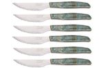 Coffret de 6 couteaux à steak/pizza Arcos lame dentelée 11cm manche bois bleu