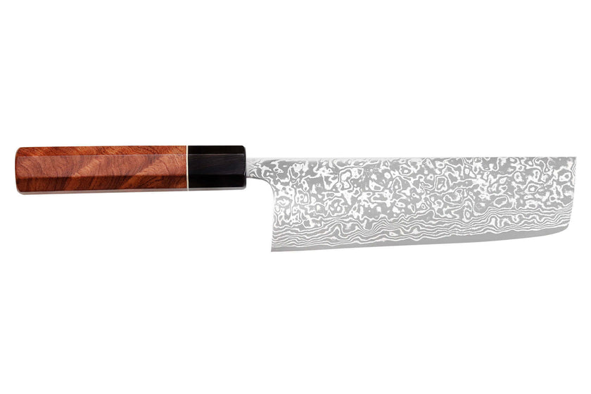 Couteau nakiri japonais artisanal Masashi Yamamoto SLD damas 16,5 cm