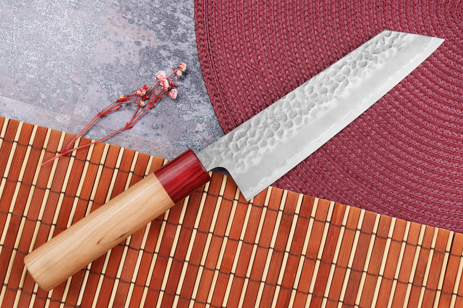 Couteau bunka japonais artisanal Tsunehisa Aogami Super martelé 17cm