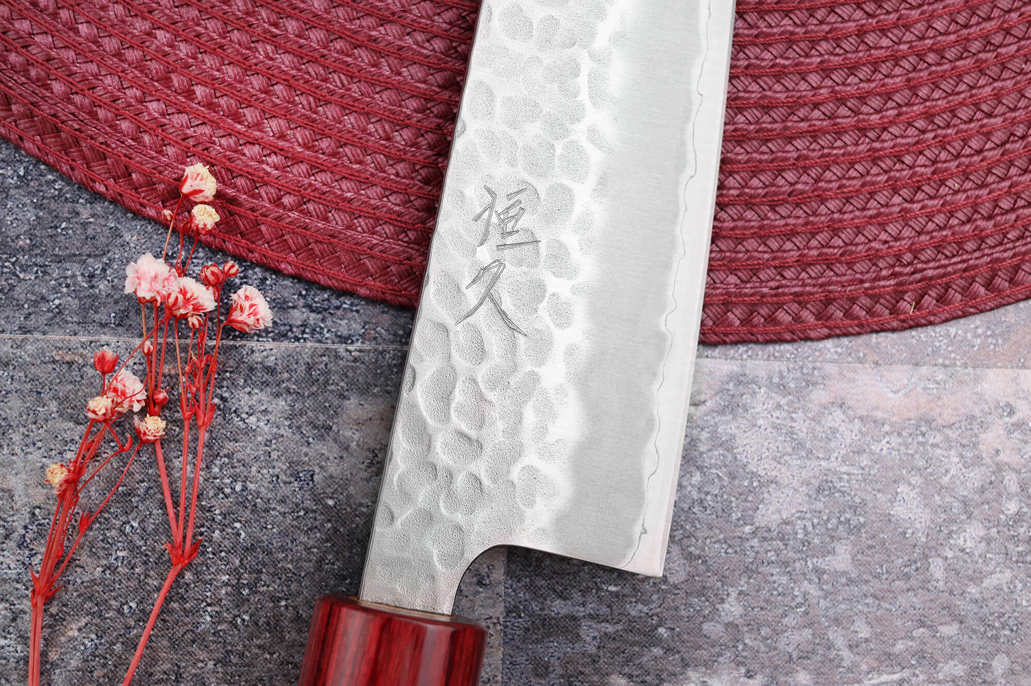 Couteau bunka japonais artisanal Tsunehisa Aogami Super martelé 17cm