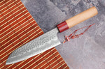 Couteau santoku japonais artisanal Tsunehisa Aogami Super martelé 16,5cm