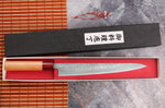Couteau sujihiki japonais artisanal Tsunehisa Aogami Super martelé 24cm