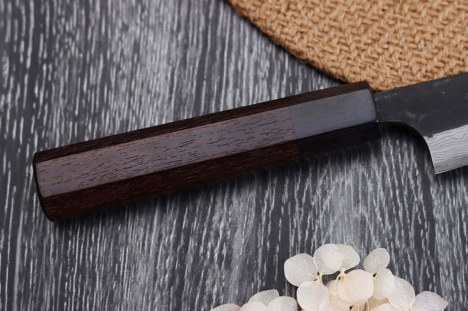 Couteau universel japonais artisanal Nao Yamamoto Damas AS brut de forge 13,5cm