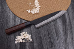 Couteau de chef japonais artisanal Nao Yamamoto Damas AS brut de forge 18cm
