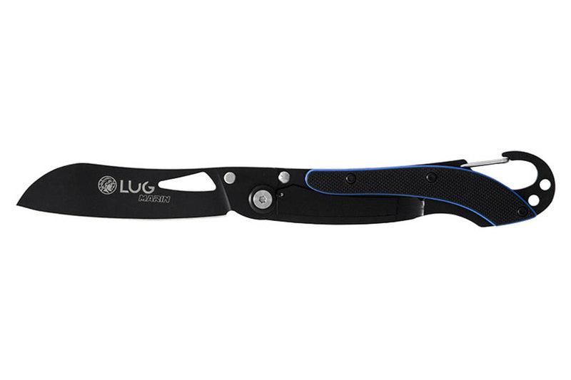 Couteau pliant LUG SP2TBB noir et bleu manche en G10 et acier 11,6cm avec mousqueton