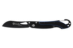 Couteau pliant LUG SP2TBB noir et bleu manche en G10 et acier 11,6cm avec mousqueton