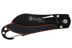 Couteau pliant LUG SP2TOB noir et orange manche G10 et acier 11,6cm avec mousqueton