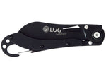 Couteau pliant LUG SP2TB noir manche en G10 et acier 11,6cm avec mousqueton