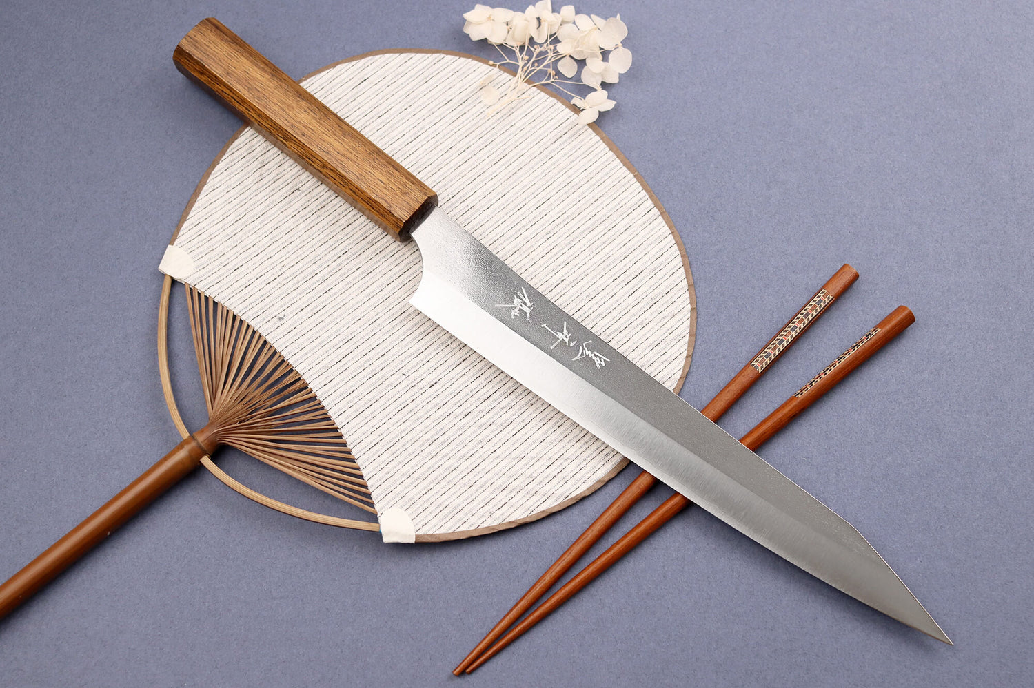Couteau sujihiki 24cm japonais artisanal Yu Kurosaki Gekko San Maï