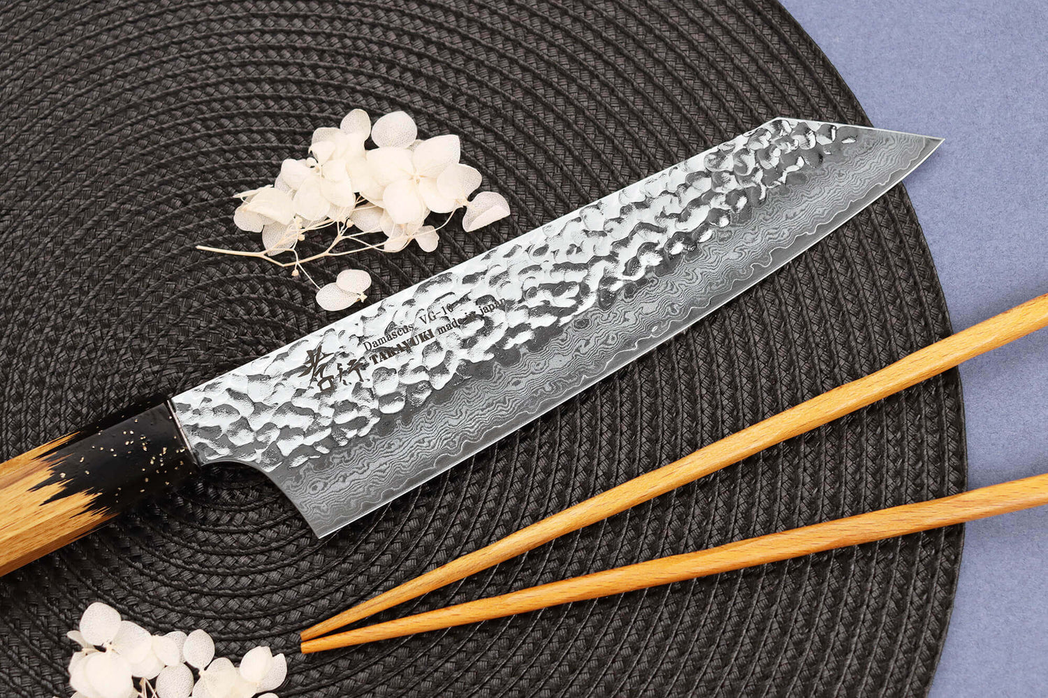 Couteau kiritsuke 19cm japonais Sakai Takayuki Kashi Urushi VG10 damas