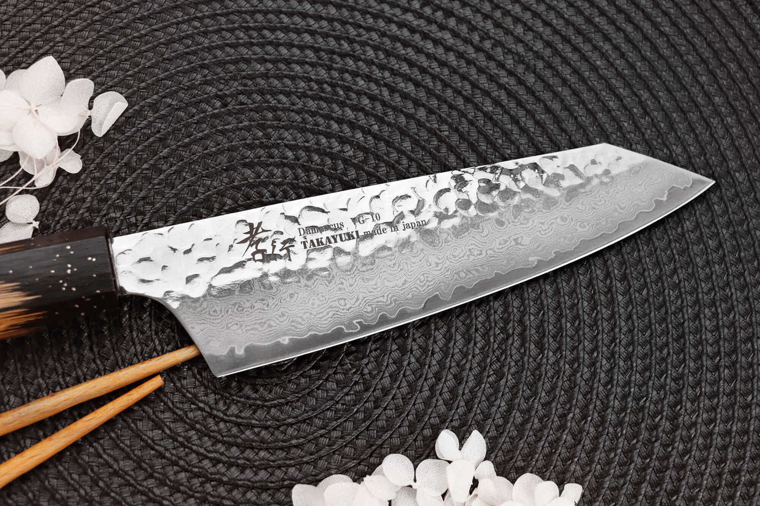 Couteau santoku kiritsuke 16cm japonais Sakai Takayuki Kashi Urushi VG10 damas