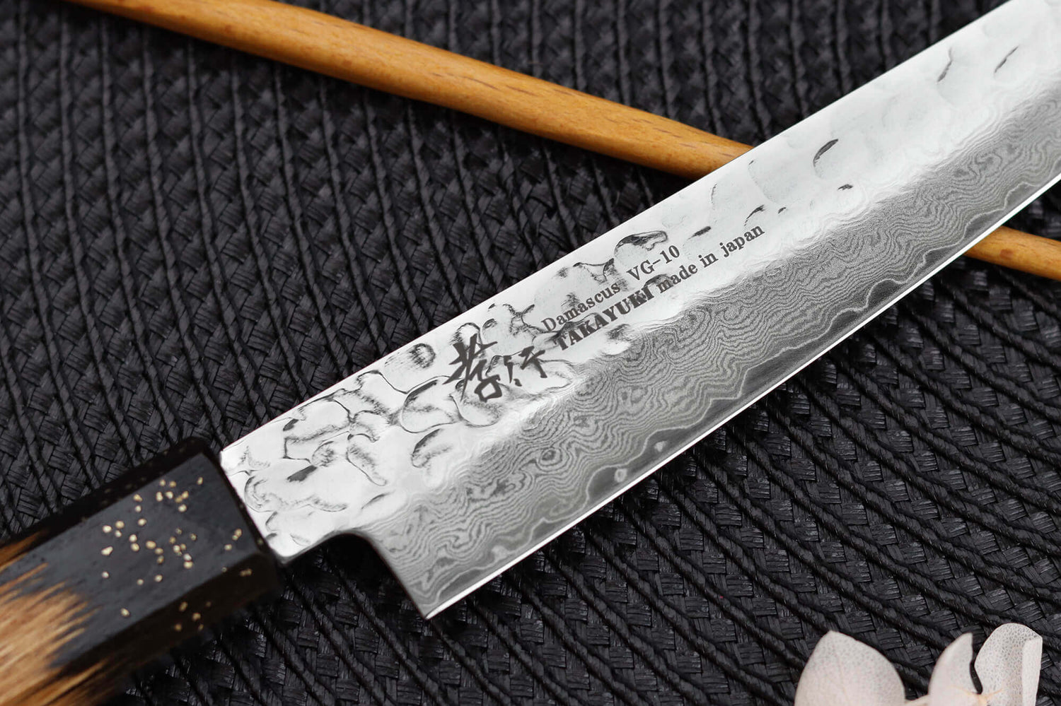 Couteau universel 15cm japonais Sakai Takayuki Kashi Urushi VG10 damas