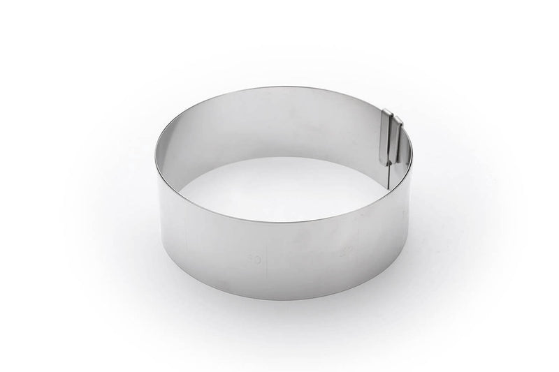 Cercle à entremets extensible De Buyer en inox hauteur 6,5cm - 18 à 36cm