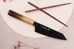 Couteau kiritsuke santoku 16cm japonais Sakai Takayuki Kurokage VG10 manche en chêne brûlé