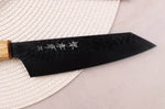 Couteau kiritsuke santoku 16cm japonais Sakai Takayuki Kurokage VG10 manche en chêne brûlé