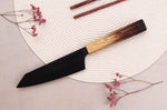 Couteau kiritsuke santoku 16cm japonais Sakai Takayuki Kurokage VG10 manche en chêne brûlé