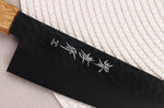 Couteau santoku 17cm japonais Sakai Takayuki Kurokage VG10 manche en chêne brûlé
