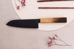 Couteau santoku 17cm japonais Sakai Takayuki Kurokage VG10 manche en chêne brûlé