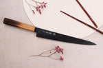Couteau sujihiki 24cm japonais Sakai Takayuki Kurokage VG10 manche en chêne brûlé