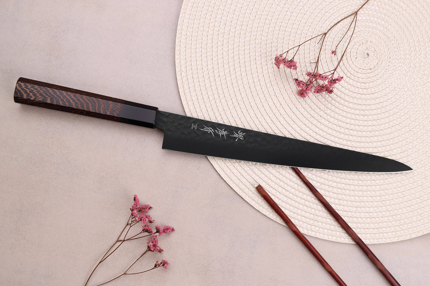 Couteau sujihiki 24cm japonais Sakai Takayuki Kurokage VG10 manche en wengé