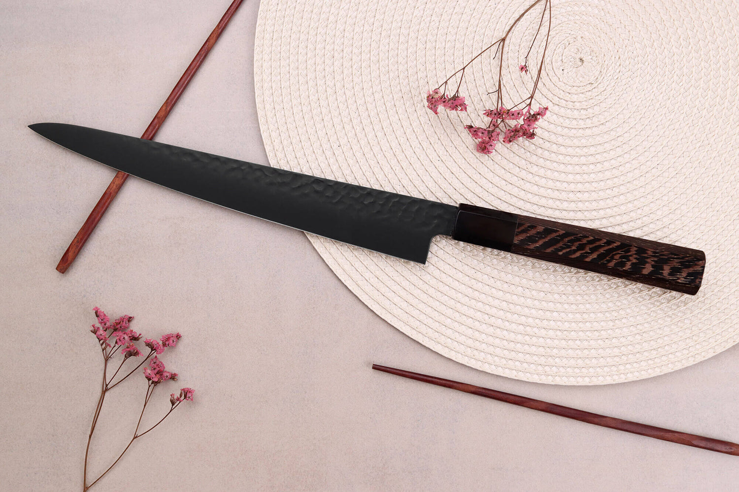 Couteau sujihiki 24cm japonais Sakai Takayuki Kurokage VG10 manche en wengé