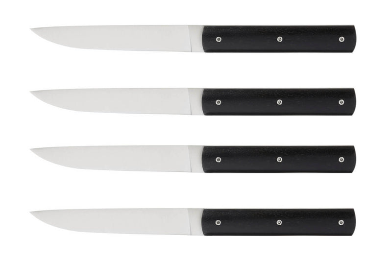 Coffret de 4 couteaux de table faits mains Perceval 888 noir
