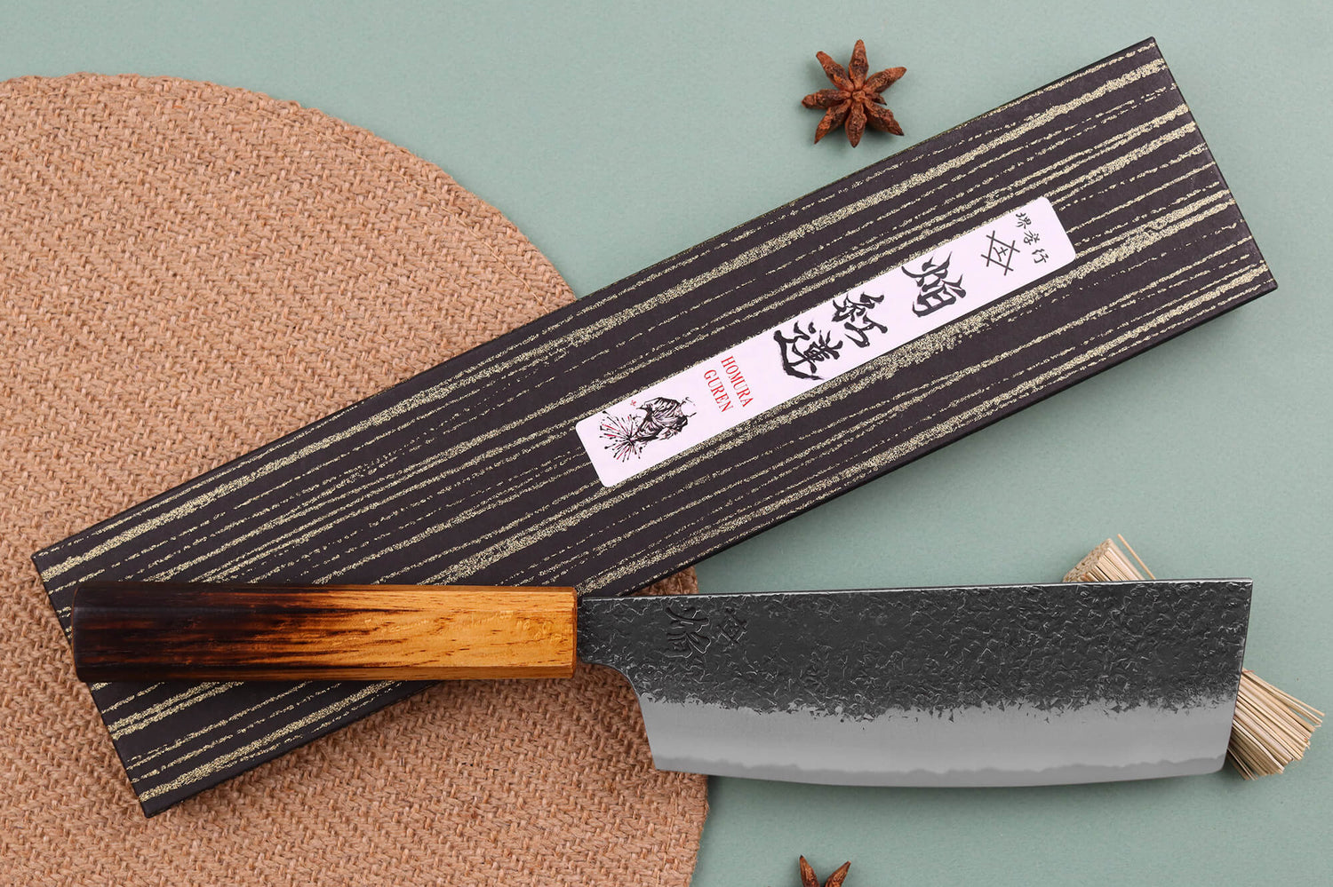 Couteau nakiri japonais artisanal Sakai Takayuki Homura Guren 18cm