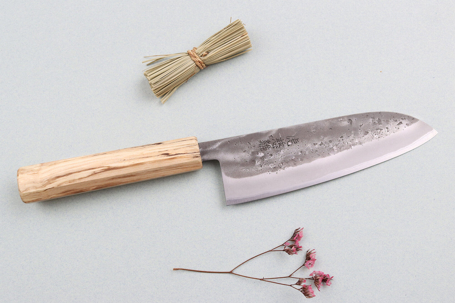 Couteau santoku japonais artisanal Wusaki Nakata Erable BS2 16,5cm manche érable