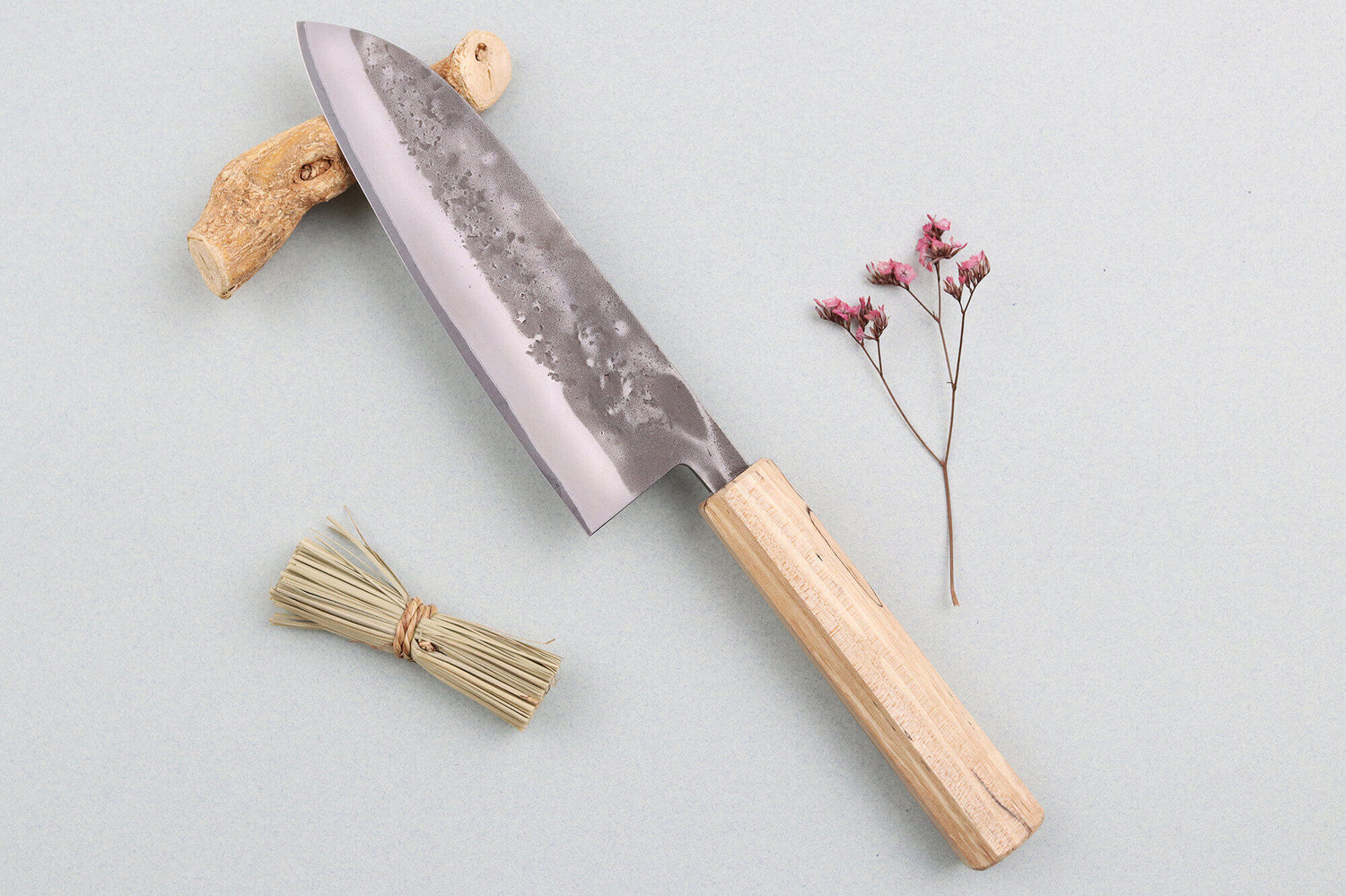Couteau santoku japonais artisanal Wusaki Nakata Erable BS2 16,5cm manche érable