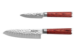 Coffret 2 couteaux Wusaki Pakka X50 pakkawood Santoku + Office