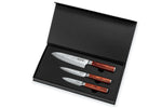 Coffret 3 couteaux Wusaki Pakka X50 pakkawood Santoku + Universel + Office