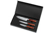 Coffret 3 couteaux Wusaki Pakka X50 pakkawood Santoku + Universel + Office