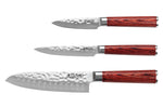 Coffret 3 couteaux Wusaki Pakka X50 pakkawood Santoku + Universel + Office