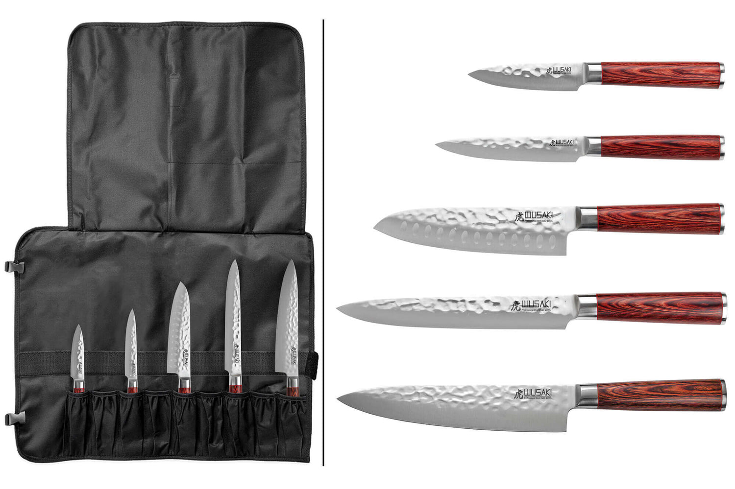 Mallette de 5 couteaux de cuisine Wusaki Pakka X50 manches pakkawood