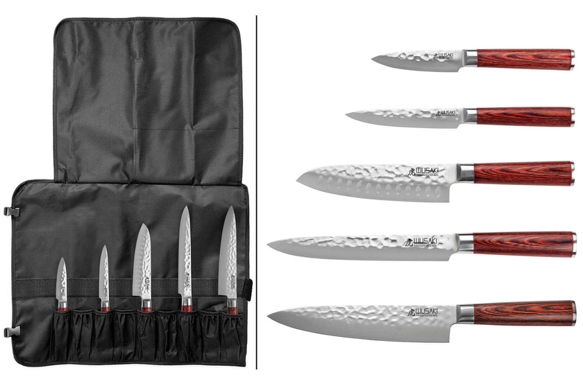 Mallette Wusaki Pakka X50 contenant cinq couteaux de cuisine